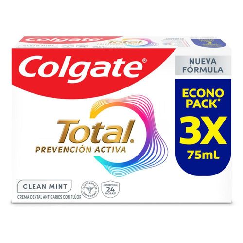 Crema dental COLGATE Total clean mint prevención activa (225  ml)