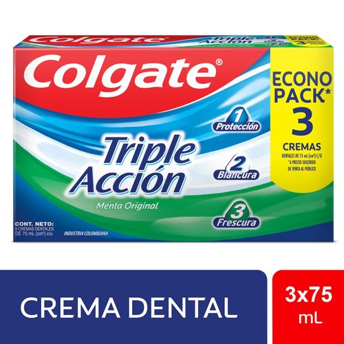 Crema Dental COLGATE Triple Acción x3und 75ml (225  ml)