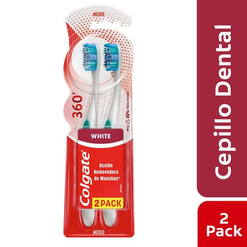 Cepillo de dientes COLGATE blanqueador 360° luminous medio (2  und)