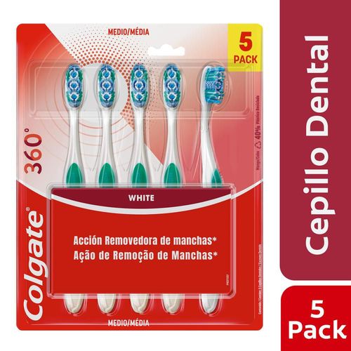 Cepillo de dientes COLGATE blanqueador 360° luminous medio (5  und)