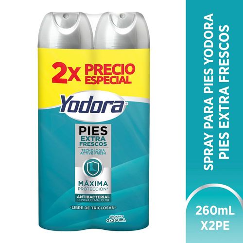 Desodorante para pies YODORA en spray pies extra frescos x2und (520  ml)