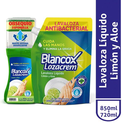 Lavaloza  LOZA CREM líquido limón y aloe + doy pack (1570  ml)