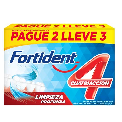 Crema dental FORTIDENT limpieza profunda x3und (200  ml)