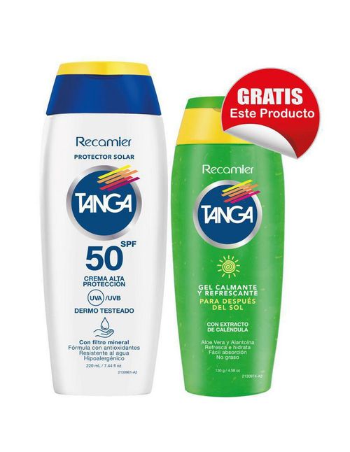 Oferta protector TANGA SOLAR 50SPF + GEL CALMANTE (220  ml)