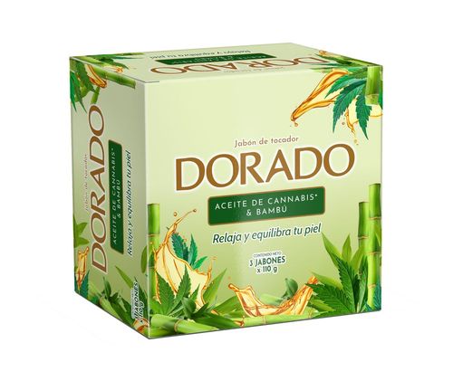 Jabon DORADO ACEITE CANNABIS BAMBU 3 UNIDAD (330  gr)