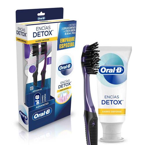 Crema Dental ORALB Encías Detox + 2Cepillos De Dientes (1  und)