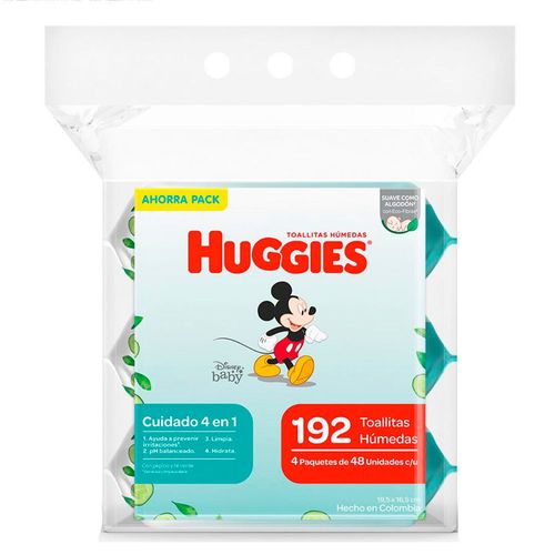 Toallas húmedas HUGGIES Cuidado 4 en 1 (192  und)