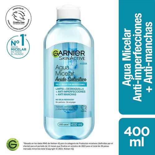 Agua micelar GARNIER SKIN ACTIVE Express aclara anti imperfecciones (400  ml)