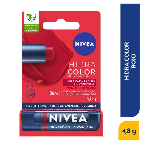 Protector labial NIVEA color red 3 en 1 (4.8  gr)