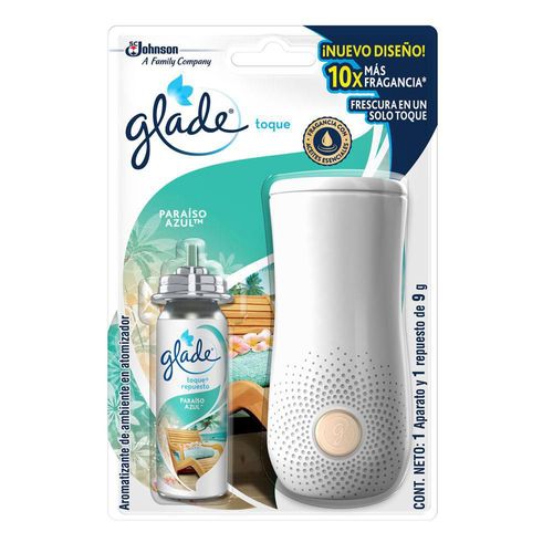 Ambientador GLADE aerosol toque paraíso azul (9  gr)