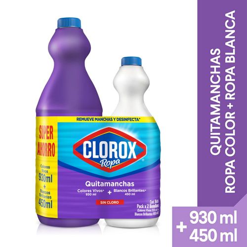 Quitamanchas CLOROX ropa color + ropa blanca (1380  ml)