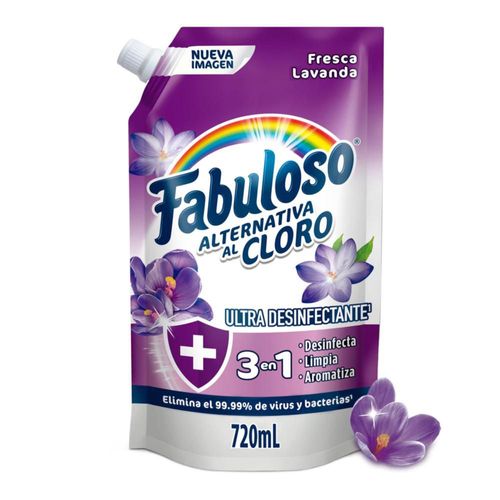 Limpia Pisos FABULOSO Alternativa al Cloro Fresca Lavanda (720  ml)