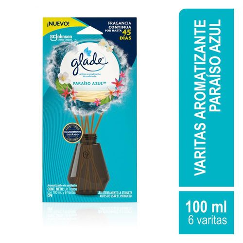 Ambientador varitas GLADE paraíso azul (100  ml)