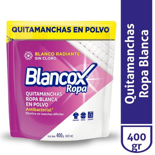 Desmanchador BLANCOX polvo blanco radiante sin cloro (400  gr)