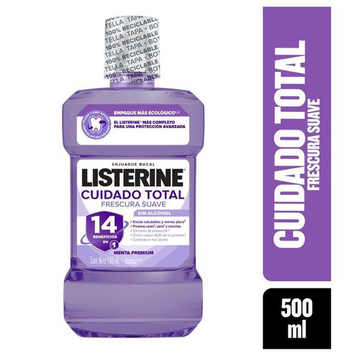 Enjuague bucal LISTERINE cuidado total sin alcohol (500  ml)