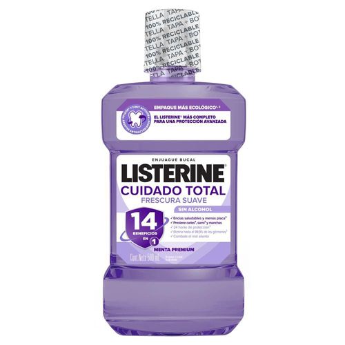 Enjuague bucal LISTERINE cuidado total sin alcohol (500  ml)