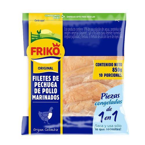 Filete de pechuga de pollo FRIKO HF empaque individual x10und (850  gr)