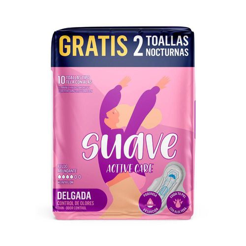 Toallas higiénicas SUAVE delgada tipo tela con alas (10  und)