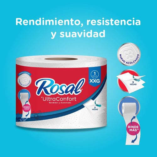 Papel higiénico ROSAL triple hoja rendidor (1  und)