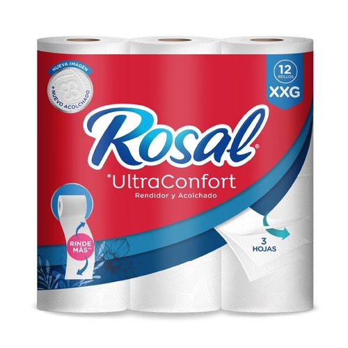 Papel higiénico ROSAL triple hoja x12 rollos (12  und)