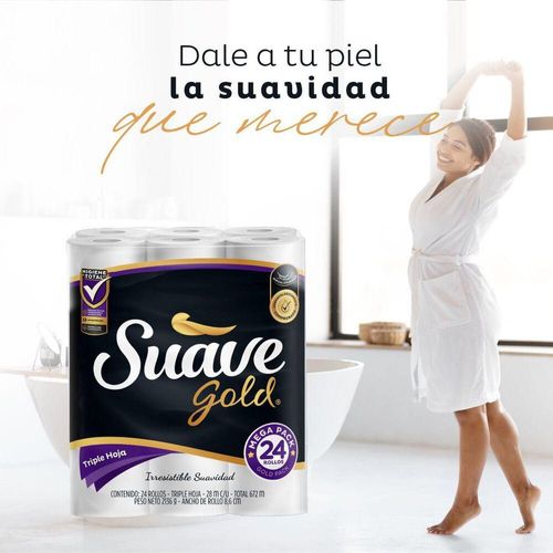 Papel higiénico SUAVE triple hoja x24 rollos (672  mts)