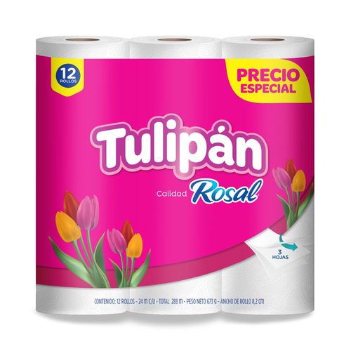 Papel higiénico TULIPAN triple hoja x12 rollos (288  mts)