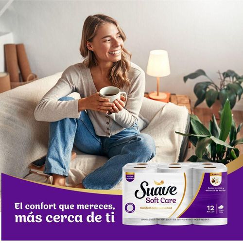 Papel higiénico SUAVE GOLD SOFT CARE triple hoja con aroma x12 rollos (336  mts)