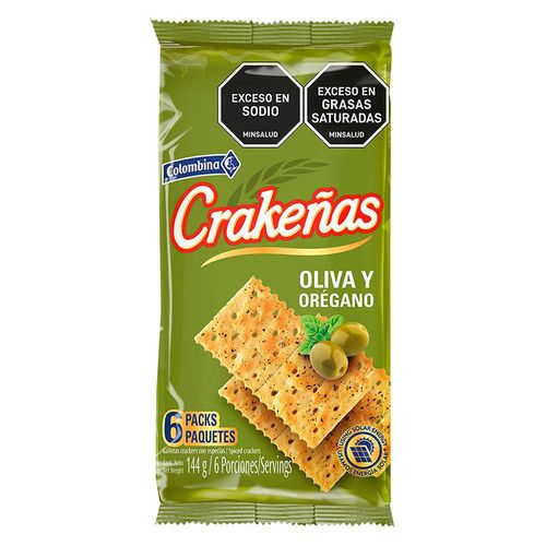 Galletas CRAKENAS oliva y orégano x6und (144  gr)