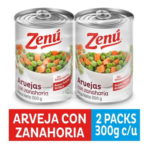 Arvejas con zanahoria ZENU lata x2und (600  gr)