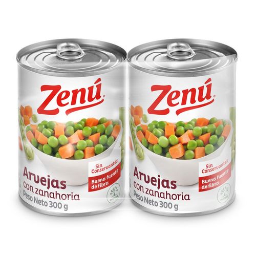 Arvejas con zanahoria ZENU lata x2und (600  gr)