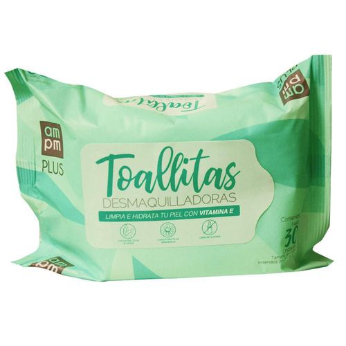 Toallitas AMPM PLUS desmaquilladoras con vitamina E (30  und)