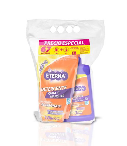 Detergente ETERNA líquido botella 3l + doypack 1.8l (4800  ml)