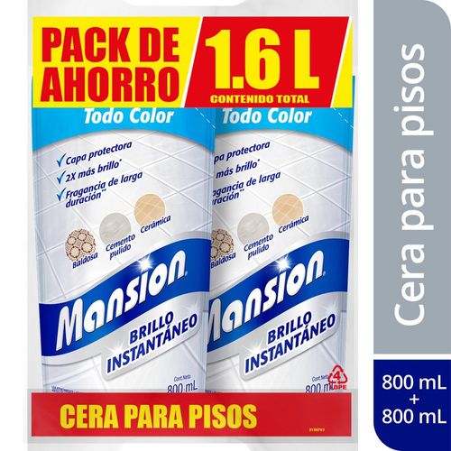 Cera para pisos MANSION brillo instantáneo todo color (1600  ml)