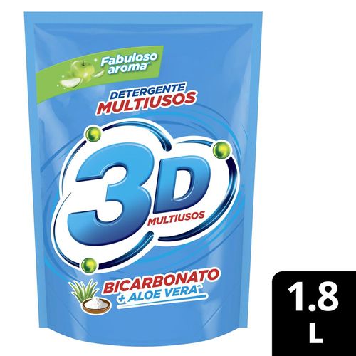 Detergente Líquido 3D Multiusos Bicarbonato Y Aloe (1800  ml)