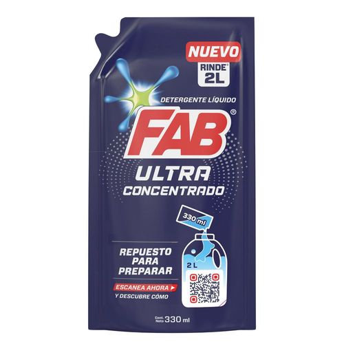 Detergente Líquido FAB Ultra Concentrado Repuesto (330  ml)