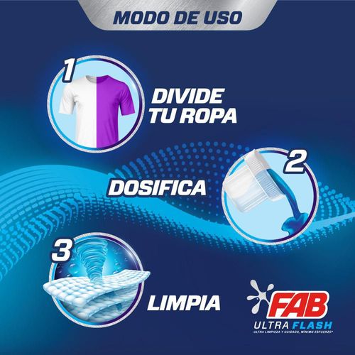 Detergente Líquido FAB Ultra Flash Vibra Color (3000  ml)