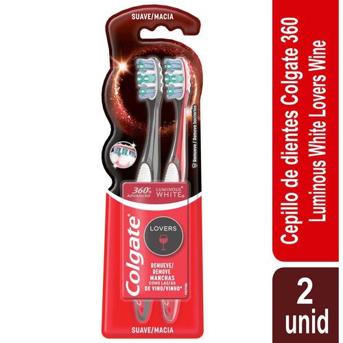 Cepillo de dientes COLGATE blanqueador luminous café y vino (2  und)