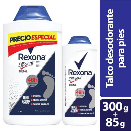 Talco REXONA EFFICIEN Triple Acción x2und (385  gr)