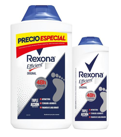 Talco REXONA EFFICIEN Triple Acción x2und (385  gr)