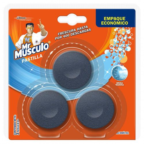 Limpiador inodoro MR MUSCULO tanque pastilla brisa marina x3und (120  gr)