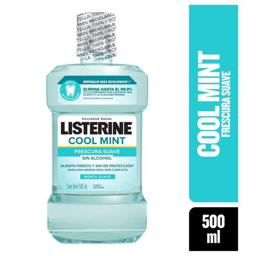 Enjuague bucal LISTERINE cool mint sin alcohol (500  ml)