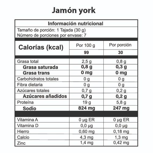 Jamón York CATALAN Carne 100% de cerdo (210  gr)