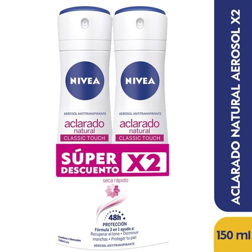 Desodorante NIVEA tono natural mujer spray x2und (300  ml)