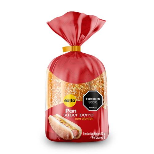 Pan perro EXITO MARCA PROPIA súper con ajonjolí (420  gr)