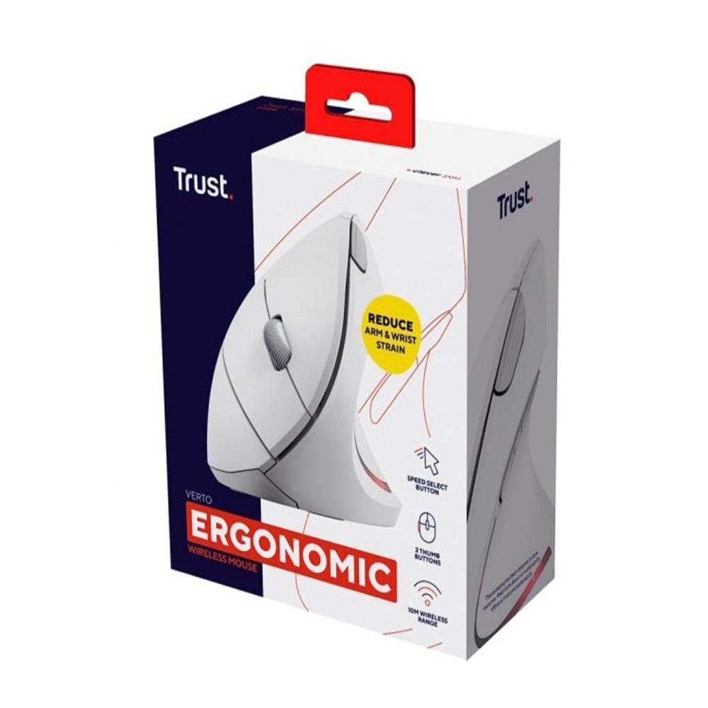 Mouse Trust Verto Inalámbrico Vertical Blanco Carulla