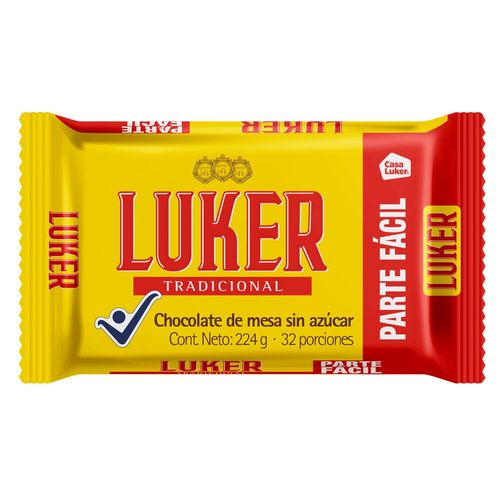 Chocolate LUKER tradicional sin azúcar (224  gr)