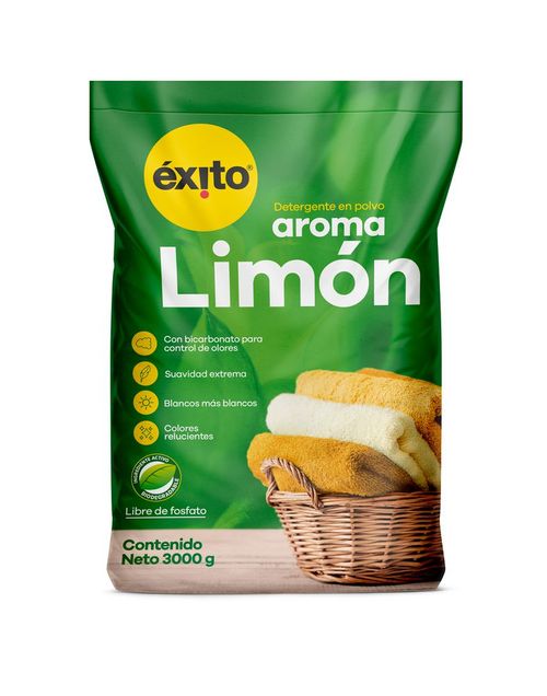 Detergente en polvo EXITO MARCA PROPIA aroma limón (3000  gr)