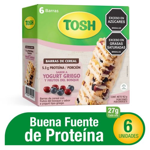 Barra de cereal TOSH yogurt griego y frutos del bosque (162  gr)