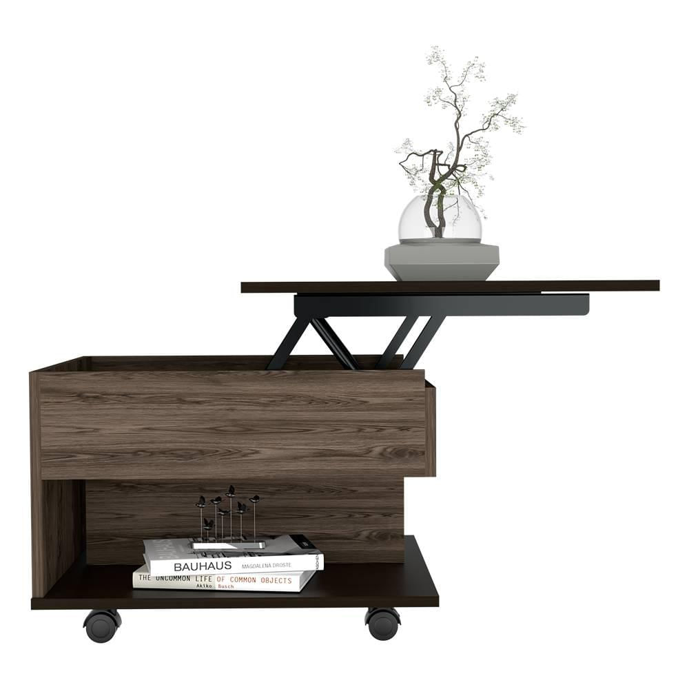Mesa Funcional Coñac Y Wengue 84 Cm Transformable img #1