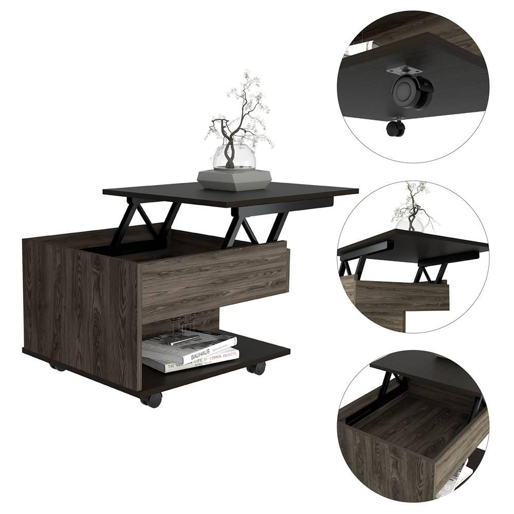 Mesa Funcional Coñac Y Wengue 84 Cm Transformable img #3